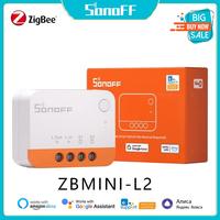 1-10PCS SONOFF ZBMINI L2 Zigbee Switch No Neutral Wire Required Smart Home Wireless 2 Way Module Switch eWeLink APP Control