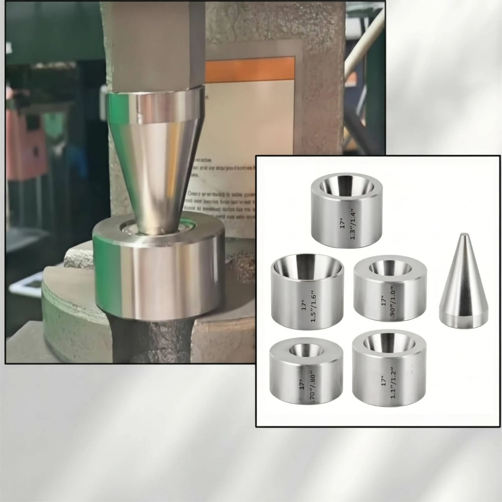 Stabilizer with Die Rings Stainless Steel Coin Tooling Stabilizer Polished Conical for Metalworkers, Workshops
