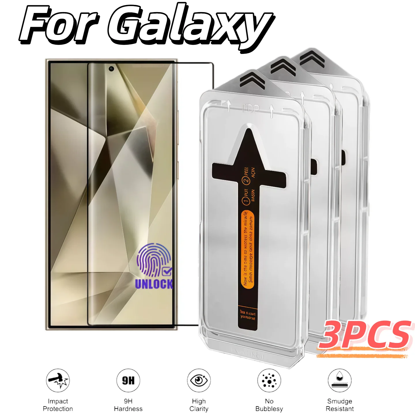 

3Pcs Premium Tempered Glass For Galaxy S25 Ultra S24 S23 S22 Plus HD Clear Anti Scratch Screen Protector With Installatio