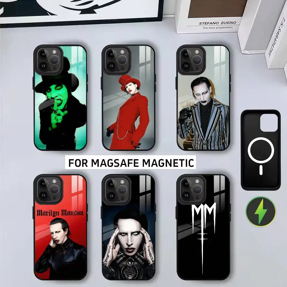 

COOL M-Marilyn M-Manson MM Phone Case For iPhone17,16,15,14,13,12,11 Plus,Pro Magnetic For Magsafe Wireless Charging