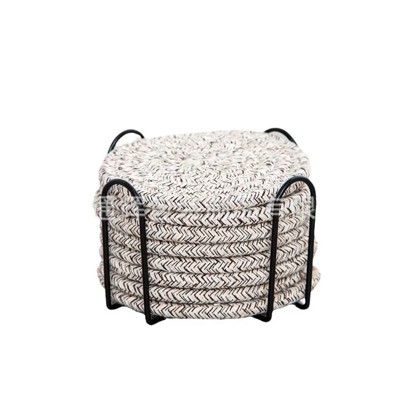 

Круглая хлопковая нить, тканая подставка в скандинавском стиле, хлопковая веревка, тканый коврик для столовых приборов, глиняный коврик для горшка, кухонный обеденный стол, толстый изоляционный коврик