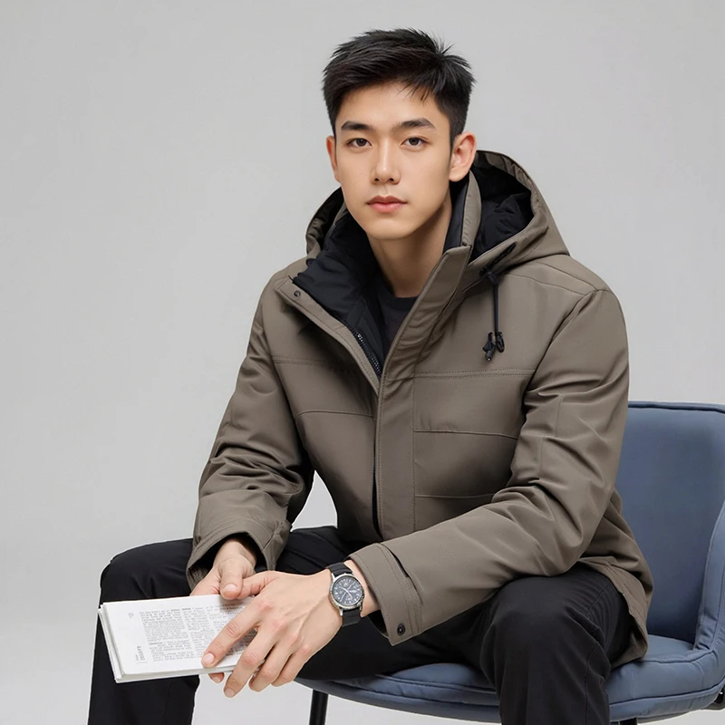 

New Arrival 90% White Duck Down Jacket Men 2025 Winter Classic Business Warm Padded Coat Wind-proof Hooded Duck Down Jackets