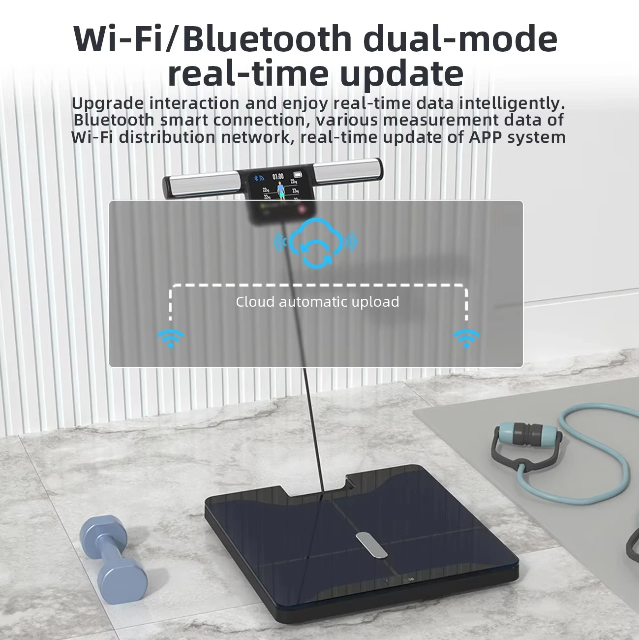 Smart Glass Digital Bathroom Scale Body Fat Measurement 180kg Capacity Battery Powered/Wi-Fi Enabled