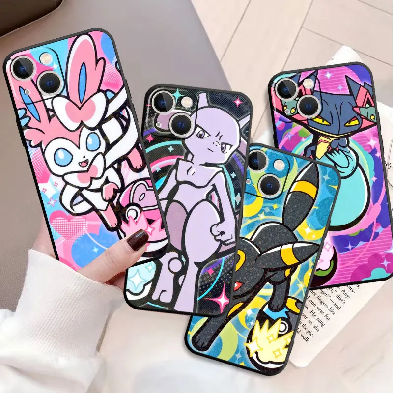 Pokemon Eevee Evoli Umbreon Silicone Cases For Apple iPhone 13 12 11 Pro Max 7 8 12 Mini XS XR X 5 5S SE 6 6S Plus Phone Cover