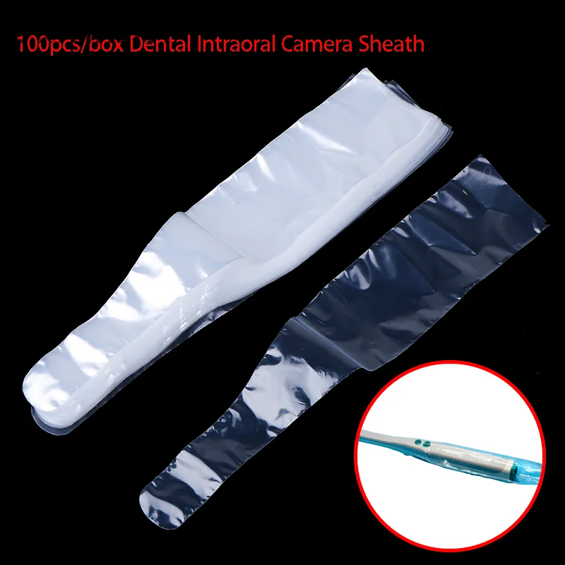 Cubierta de cámara Dental Intraoral desechable, funda de cámara Intraoral para odontología, endoscopio de laboratorio, mango de película protectora, 100 piezas