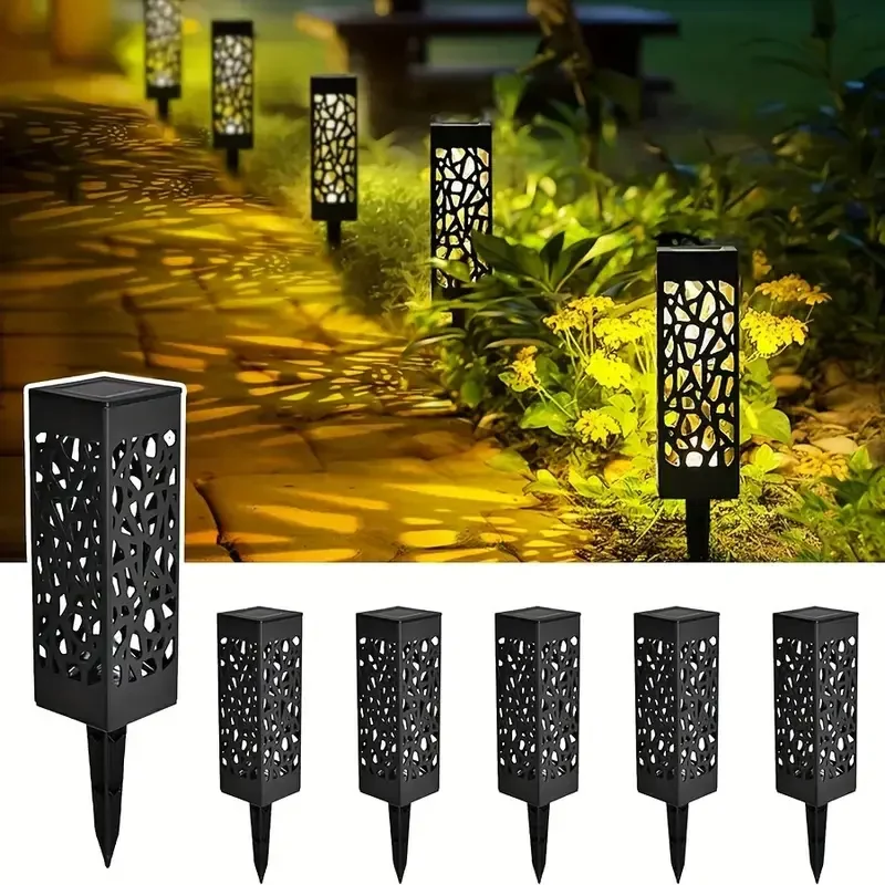 

Ornamental Solar Garden Lights Weatherproof LED Landscape Lighting with Intricate Cut-Out Designs Dusk-to-Dawn Sensor
