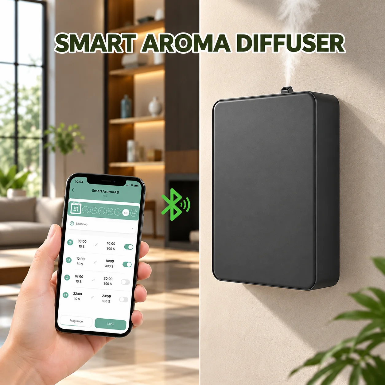 NAMSTE 500m³ Battery Aroma Diffuser Bluetooth Fragrance Essential Oils Flavoring 500ML Capacity Perfume Machine for Home Hotel