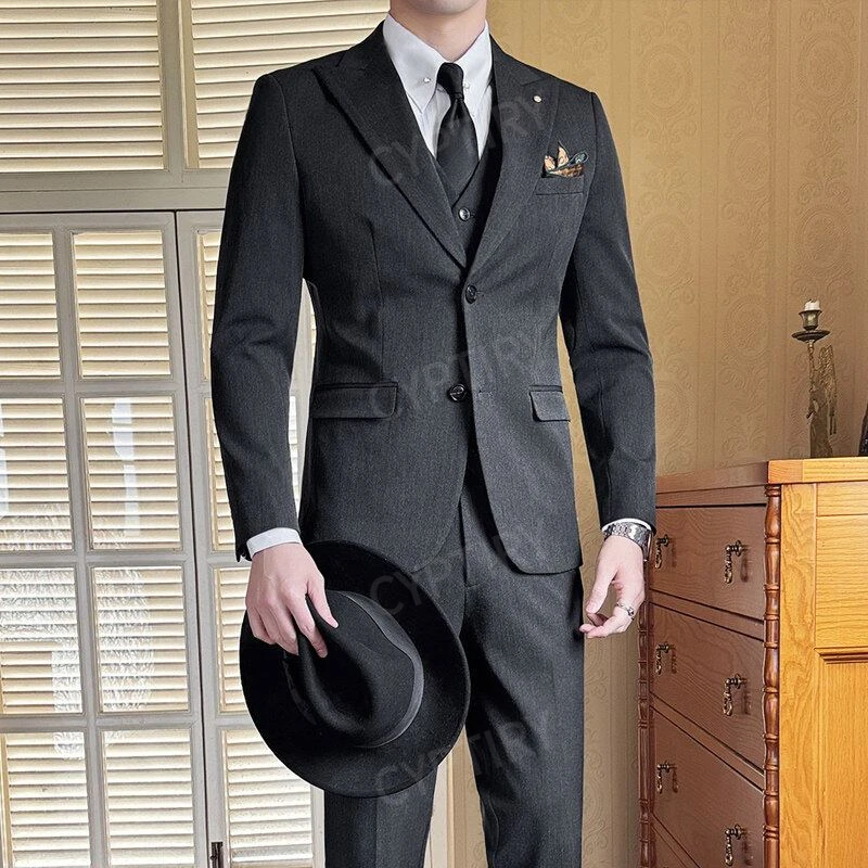 

Elegant Men's Suits 2 Pieces Casual Stylish High-End Business Formal Slim Fit Groom Wedding Outfit Trend