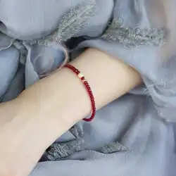 Earth Mined 7.5 Inches Long Red Ruby Round Cut Beads Bracelet Cuff Elegant Chain Wristband All Saints' Day Pray Elegant Gift
