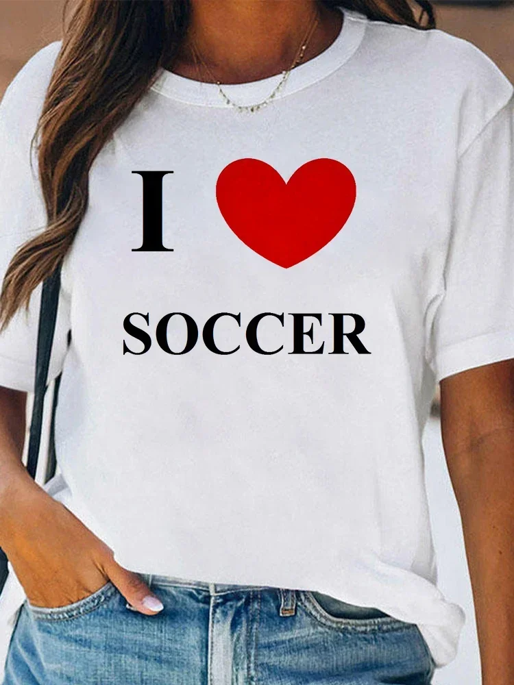 Love Football Graphic Printed Women's T-shirt Love Soccer Harajuku Short Sleeve Female Top Brazilian Selection Women's Clothing