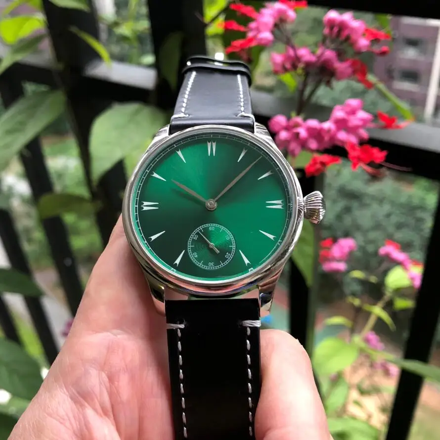 Can Be Customized Sapphire Crystal Or Mineral Glass 44mm No Logo Green Dial Asian 6497 Mechanical Movement Pilot Men's Watch