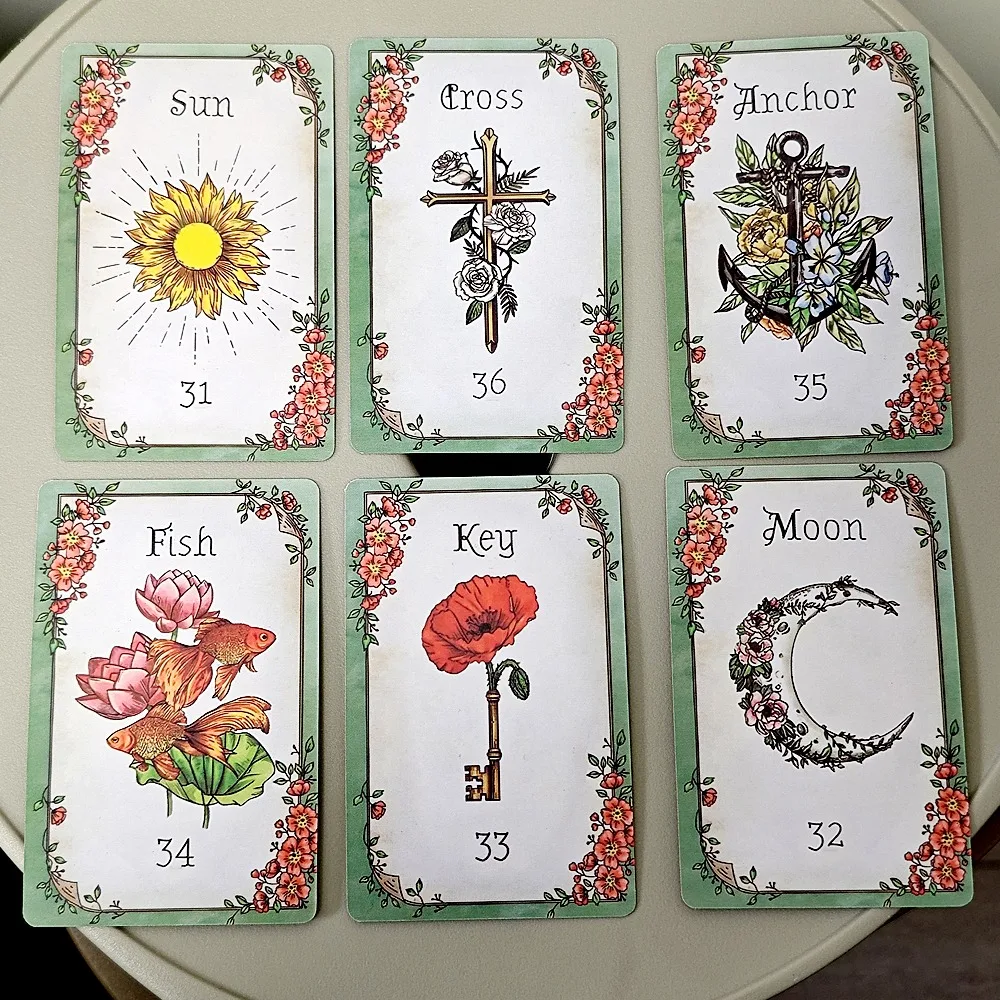 

36 иллюстрированных карт Ленорман, украшенных цветочным декором, Floraneum Lenormand Tarot Oracle, 9*6 см.