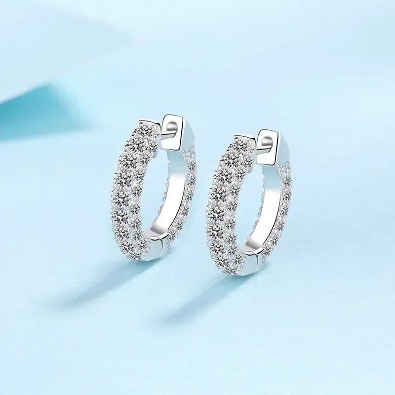 

Классические серьги с бриллиантами из муассанита 1,92 карата, платиновые блестящие серьги-кольца PT950 для универсальных женских ювелирных украшений