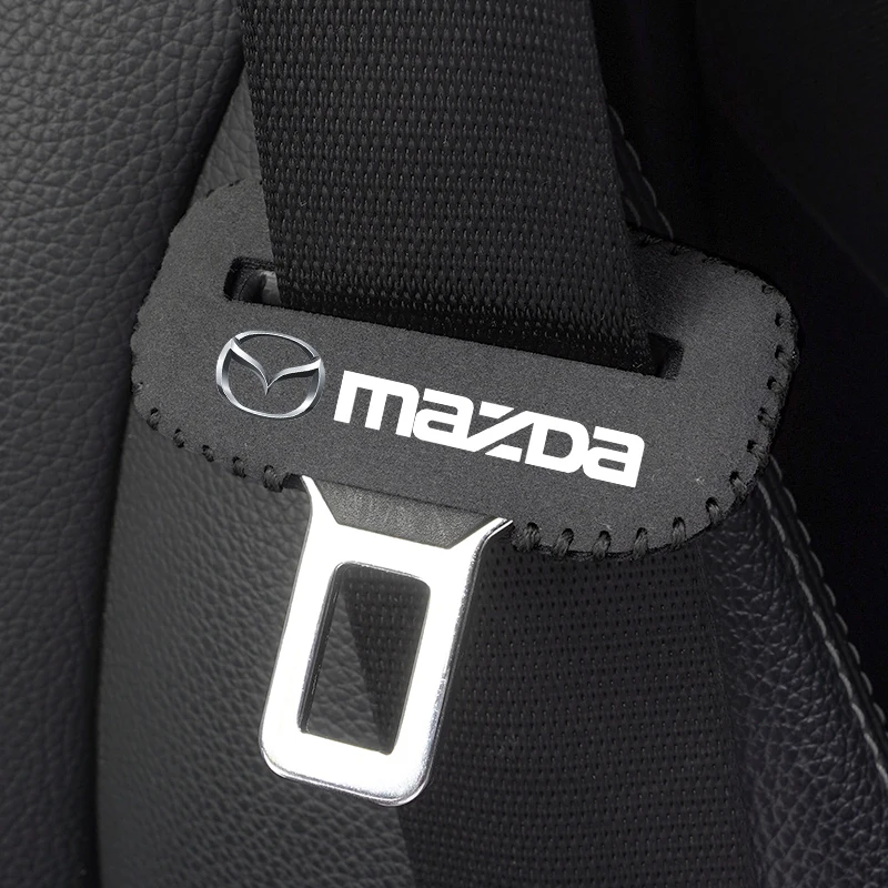 Universal Car Seat Belt Buckle Clip Protector leather Interior Button Case Anti-Scratch Cover Safety Accessories For Mazda 3 6