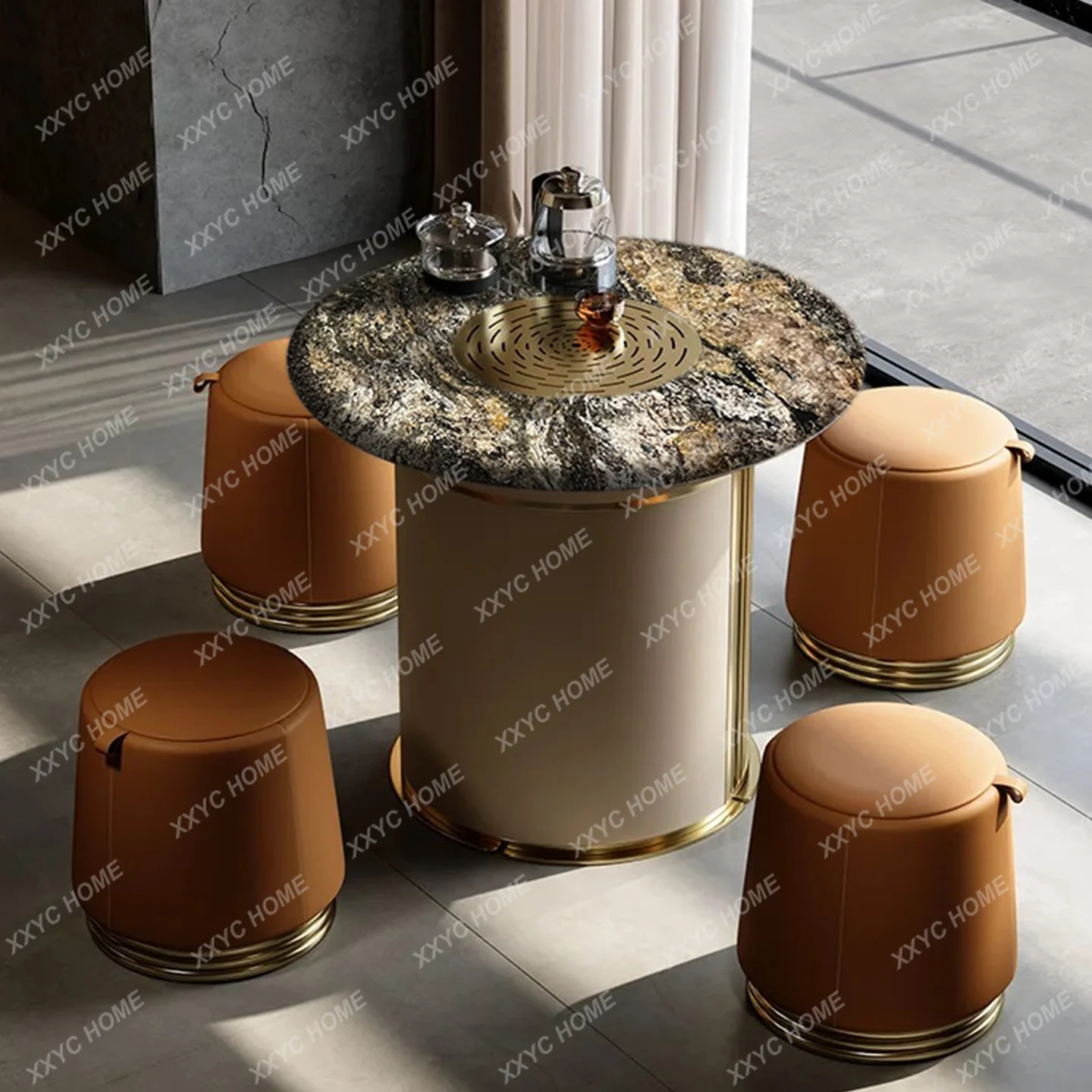 

minimalist luxury stone tea table and chair combination modern minimalist light luxury high-end home