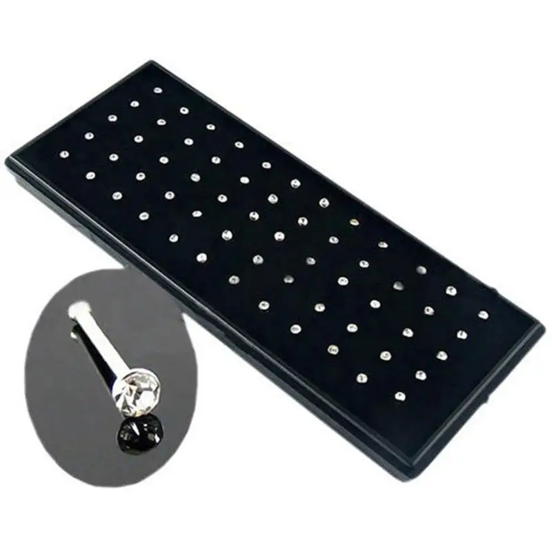 L-förmiger Strass-Kristall-Nasenpiercing aus Edelstahl, Ohrknochenpiercing für Frauen, hypoallergener Körperschmuck, Nasenstecker-Ring-Set