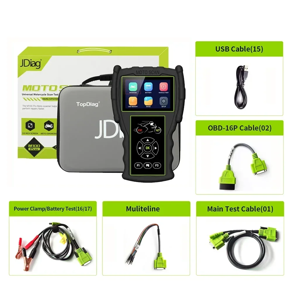 

JDiag M100 Pro Motorcycle Diagnostic Scanner OBD2 Fault Diagnostic Tool Motorbike Code Reader For BMW Kawasaki Yamaha Suzuki KTM