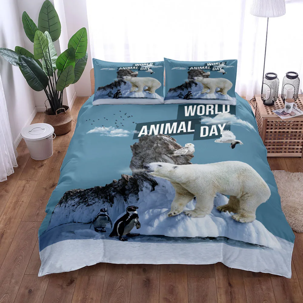 

World Animal Day Commemorate Duvet Cover Set UK Single Double Queen US Twin Full King Size Bed Linen Set