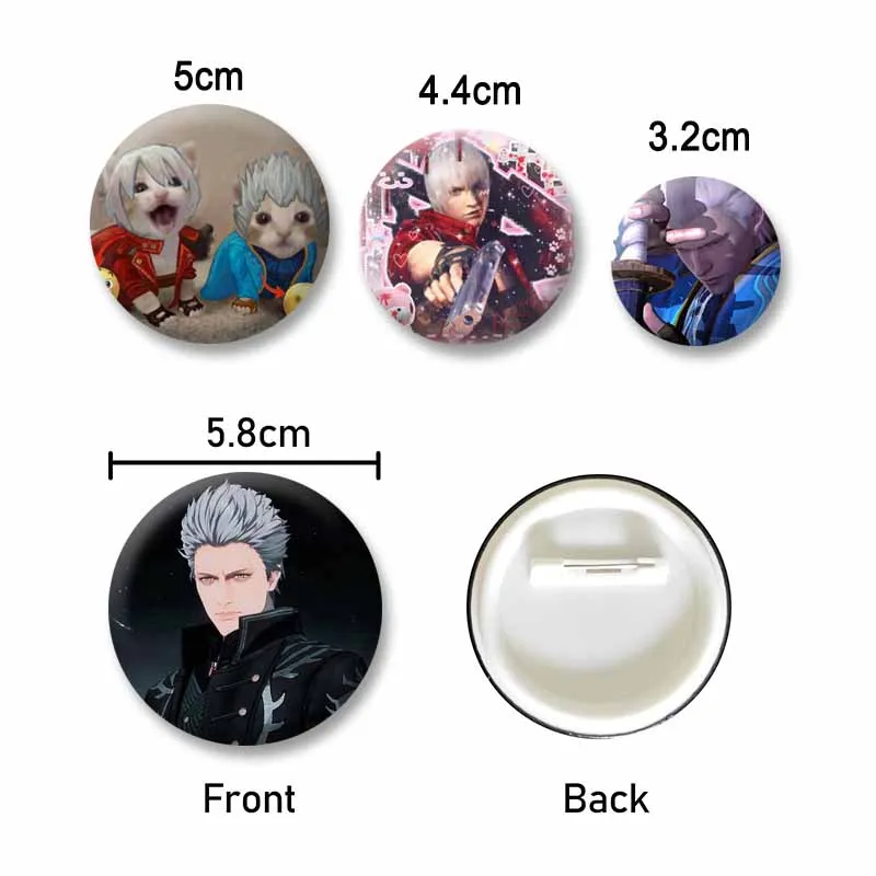 Anime Game Devil May Cry Button Pins Cartoon Role Playing Badges Dante and Vergil Round Brooch Bag Clothing Decor Jewelry Gifts