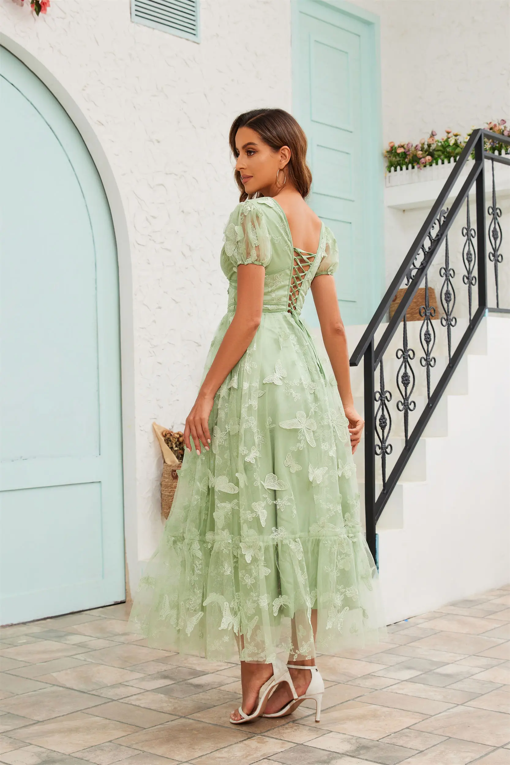 sage fairy dress Sage Green Flower Fairy Long Prom Dress Ball Gown, A-Line Strapless Sl