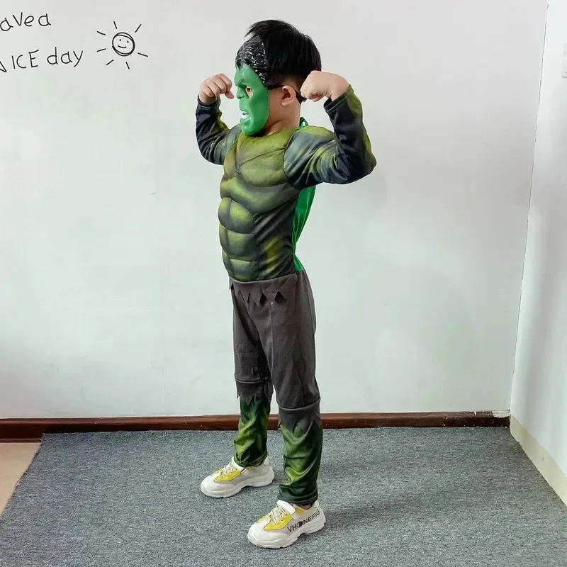 Sky05 hulk trajes crianças menino anime cosplay super-herói crianças terno muscular fantasia vestido festa de halloween traje mask99jiu @