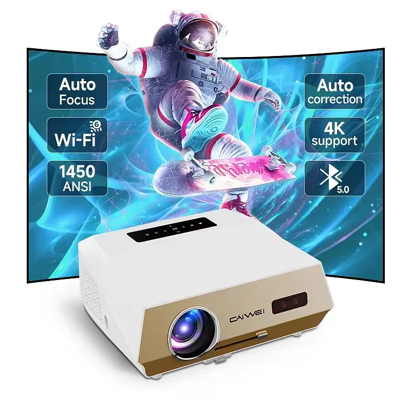 2025 1450ANSI 1080P Full HD 4K-projector A10P thuisbioscoop met Android 9.0 Wifi Bluetooth 5.0 projector met lange levensduur