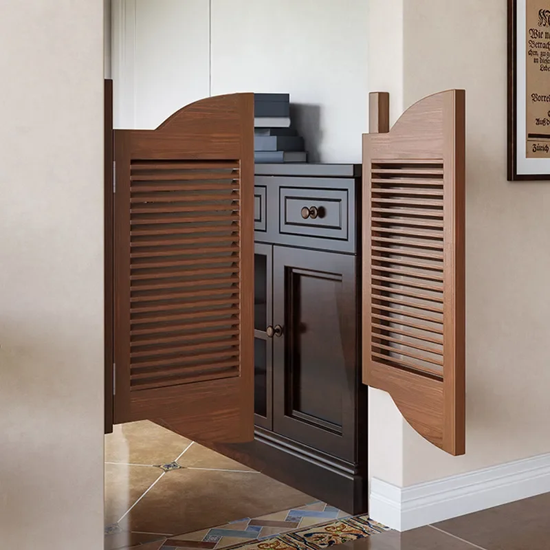 Walnut simple louver door partition half waist door solid wood small  retro bar free  denim  solid wood
