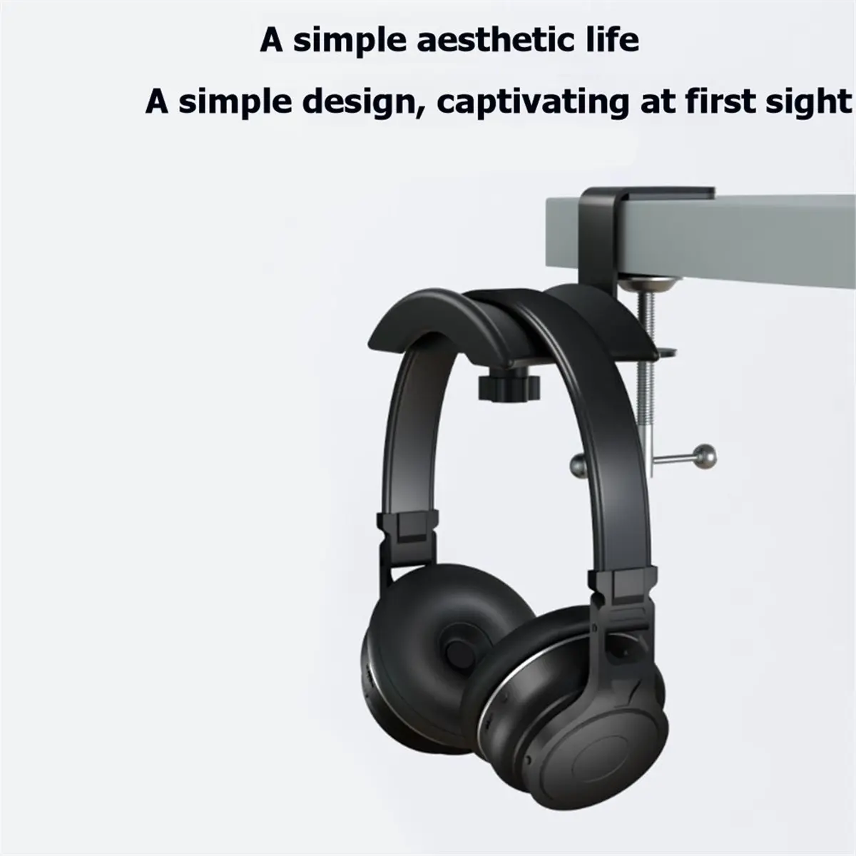 DT75BG Adjustable Rotatable Arm Clamp PC Gaming Headphone Stand Headset Hanger Hook Holder Desk Space Saving Clip Mount