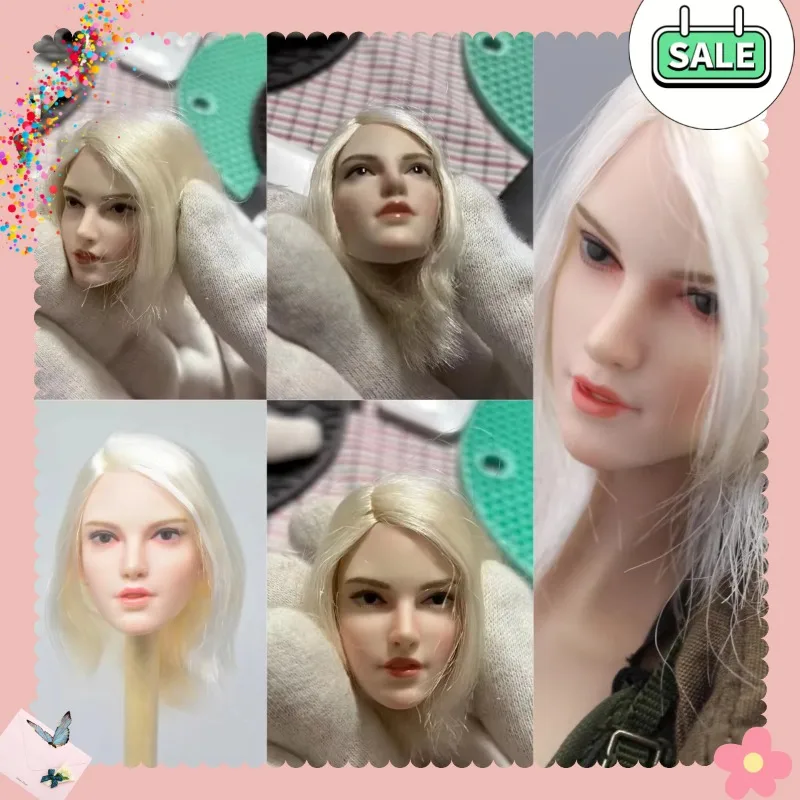 

Female 1/6 Scale Short Straight Hair Sexy Beauty Head Carving Head Sculpt for 12" Soldier Figure Pale PH JIAOU Doll SET036