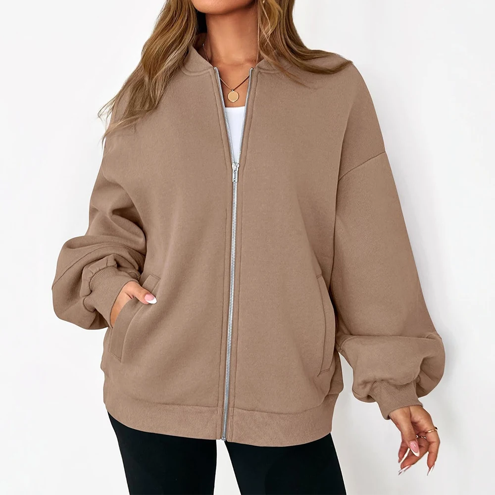 

Women's Fashionable Long Sleeve Pilot Jacket Zipper Sportswear Casual Autumn Winter Outerwear Stylish Comfortable Top