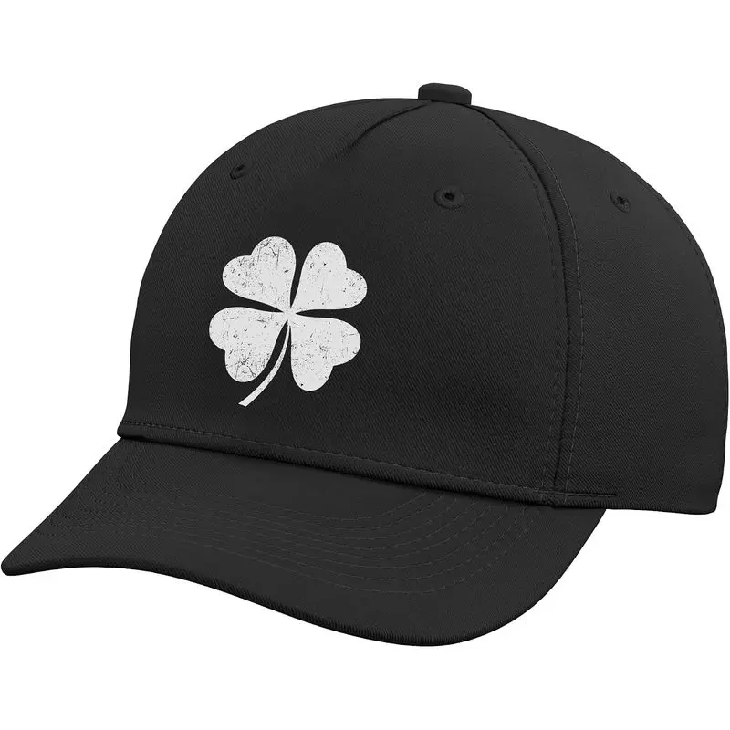 White Shamrock Lucky Clover St Patricks Day Adjustable Baseball Hat