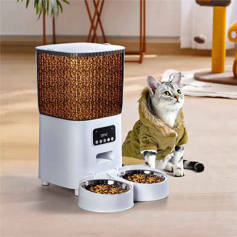 Automatic Timed Distribution Fudding 5L Dual Bowl Power Pet Feeder For Cats And Dogs Key