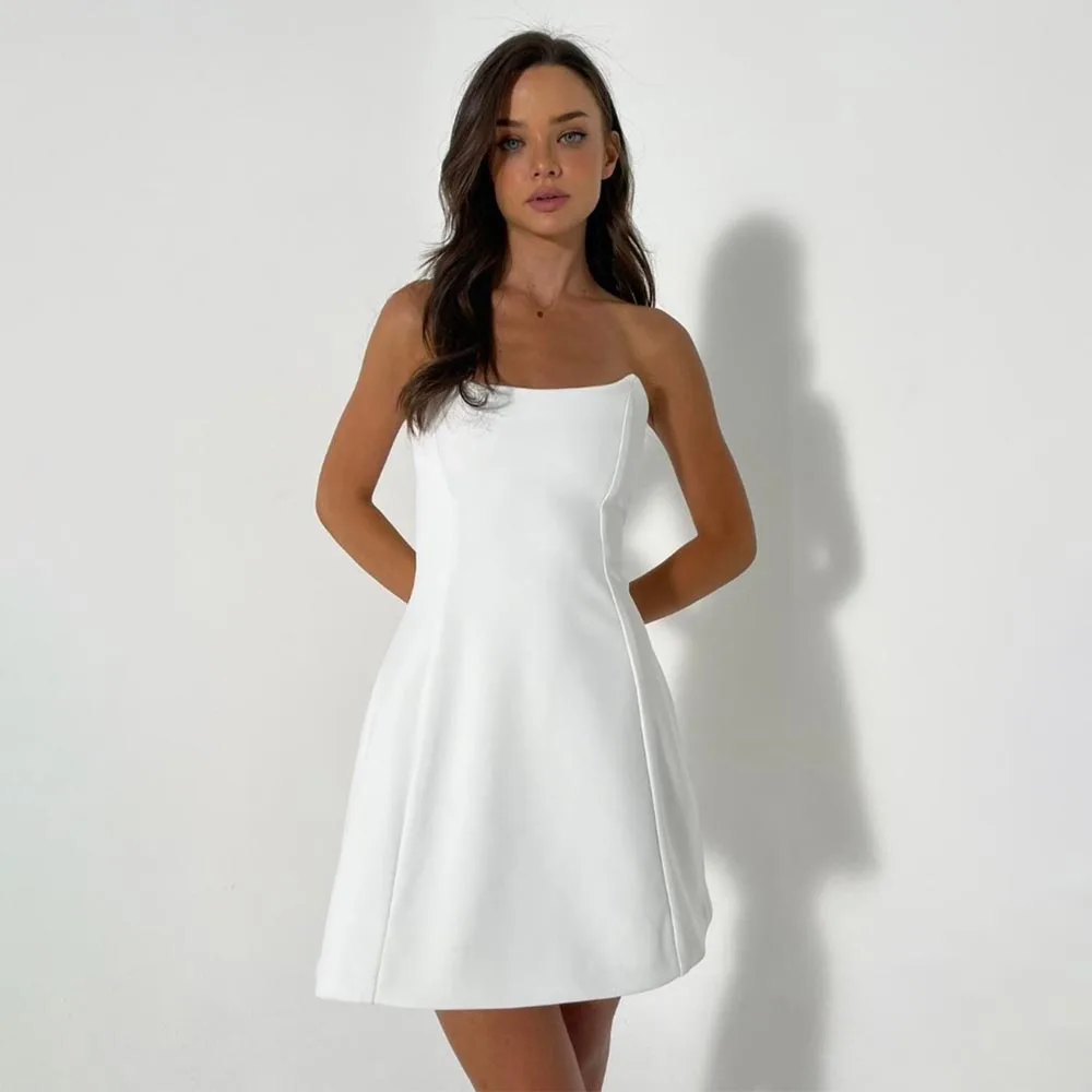 

Short Wedding Dresses for Women 2025 Strapless Sleeveless A Line Bridal Gown Mini