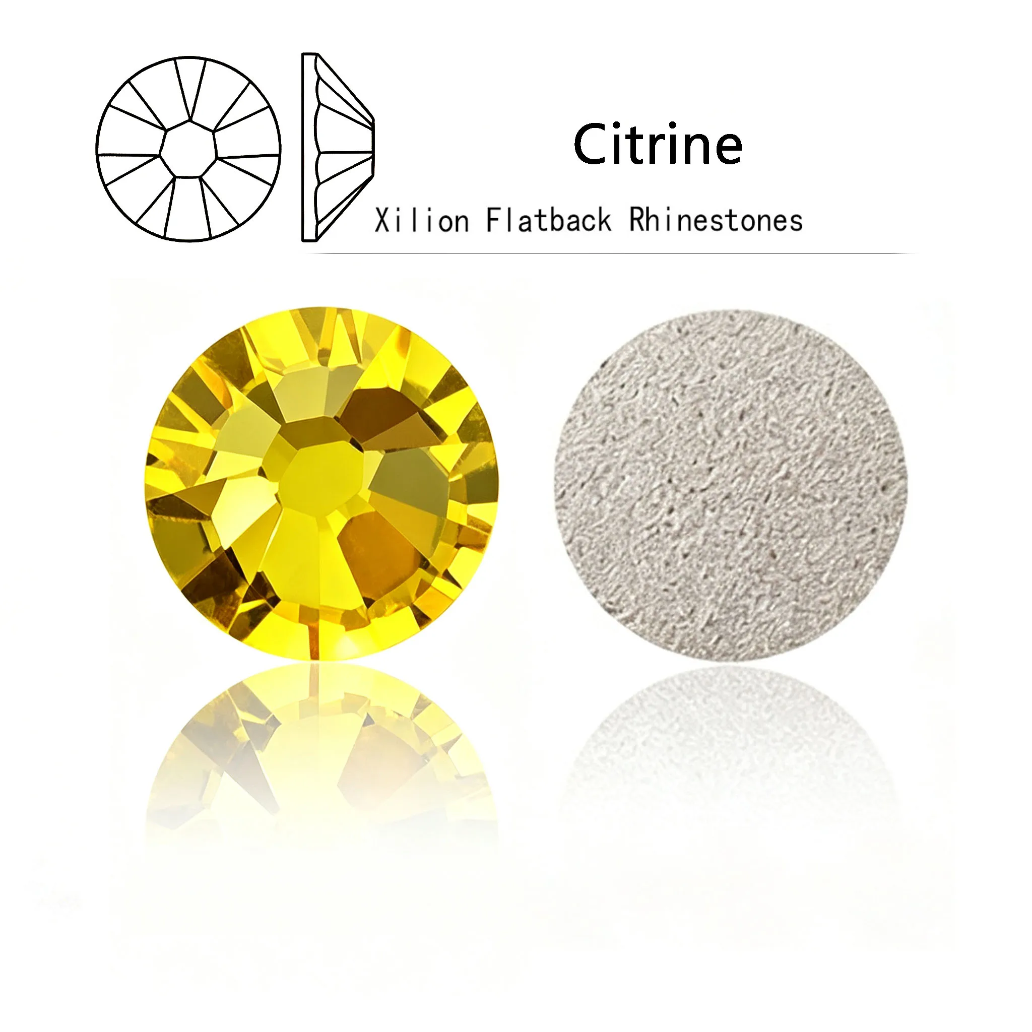 Xilion Rose Citrine 7big 7samll Hotfix Non-Hofix Cold Fixation White Crystal Strass Flatback Pixie Rhinestones DiY Nail Art