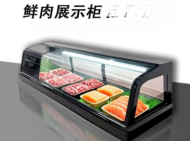 Commercial refrigerated sashimi display cabinet, small desktop single-layer Japanese sushi cabinet, salmon fresh-keeping