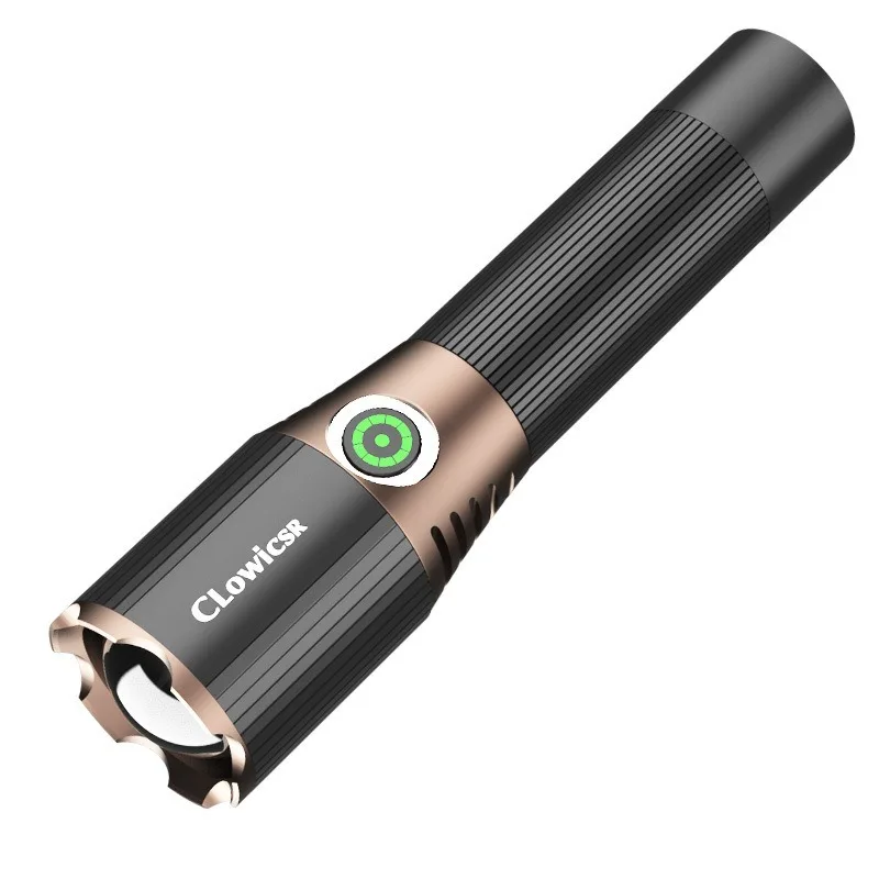 New Zoomable Telescopic Flashlight Super Bright Rechargeable Torch Portable Emergency Light for Camping Mountaineering