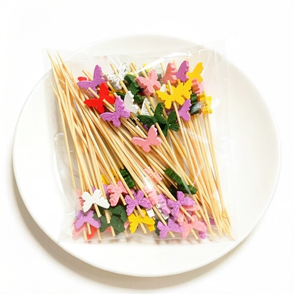 Cartoon Animal Bamboo Picks For Appetizer Fruit Skewers Disposable Decorative Supplies For Party Picnic Dessert Buffet Decor