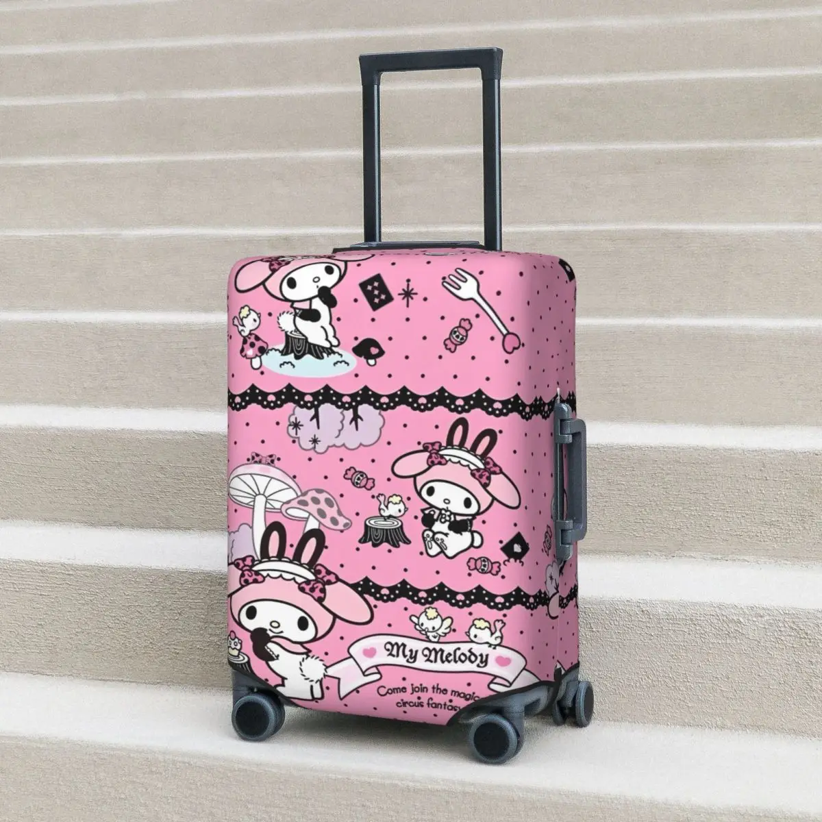 kawaii-minha-melodia-sanrio-anime-mala-capa-viagem-ferias-elastico-bagagem-suprimentos-protecao