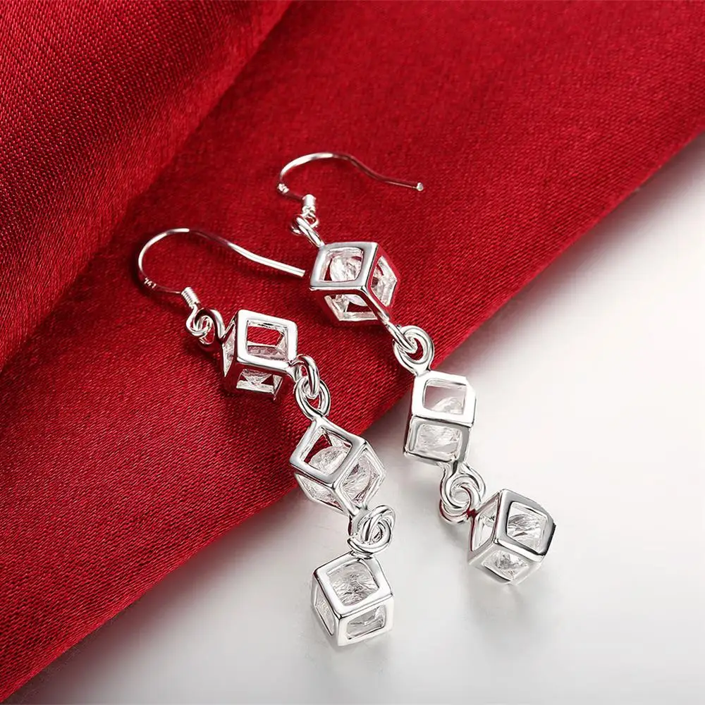 Special offer 925 Sterling Silver Noble Crystal Square Necklaces Bracelets Earrings Women Wedding Engagement Fashion Jewelry Set