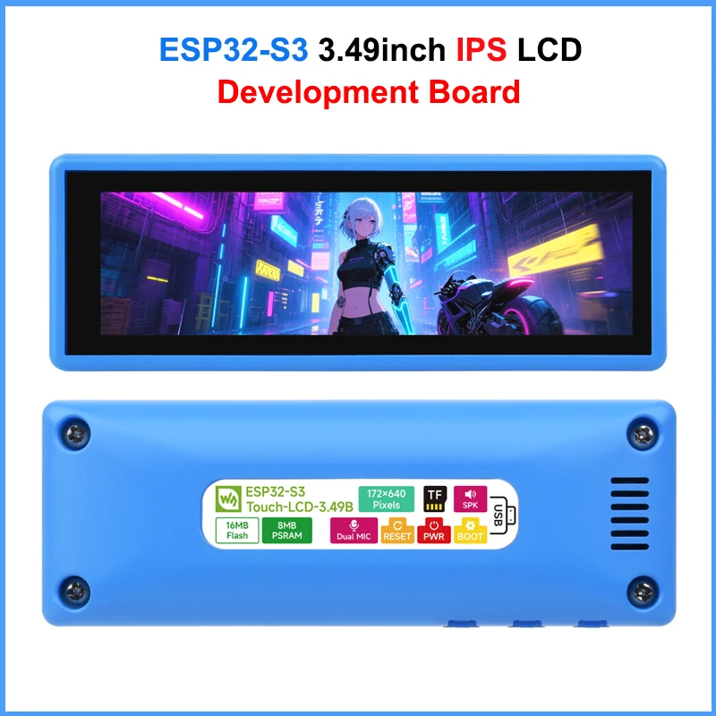 waveshare-esp32-s3-349-inch-ips-touchscreen-display-development-board-172x640-pixel-for-arduino-ide-esp-idf-ai-doubao-deepseek