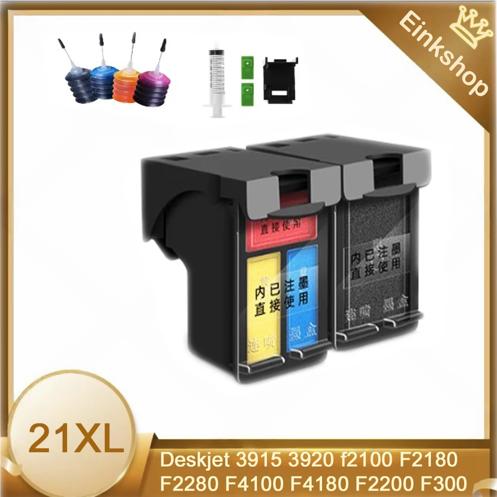 einkshop 21xl 22xl 21 22 Refill Ink Cartridge For hp 21 21xl Deskjet 3915 3920 f2100 F380 F2180 F2280 F4100 F4180 F2200 F300