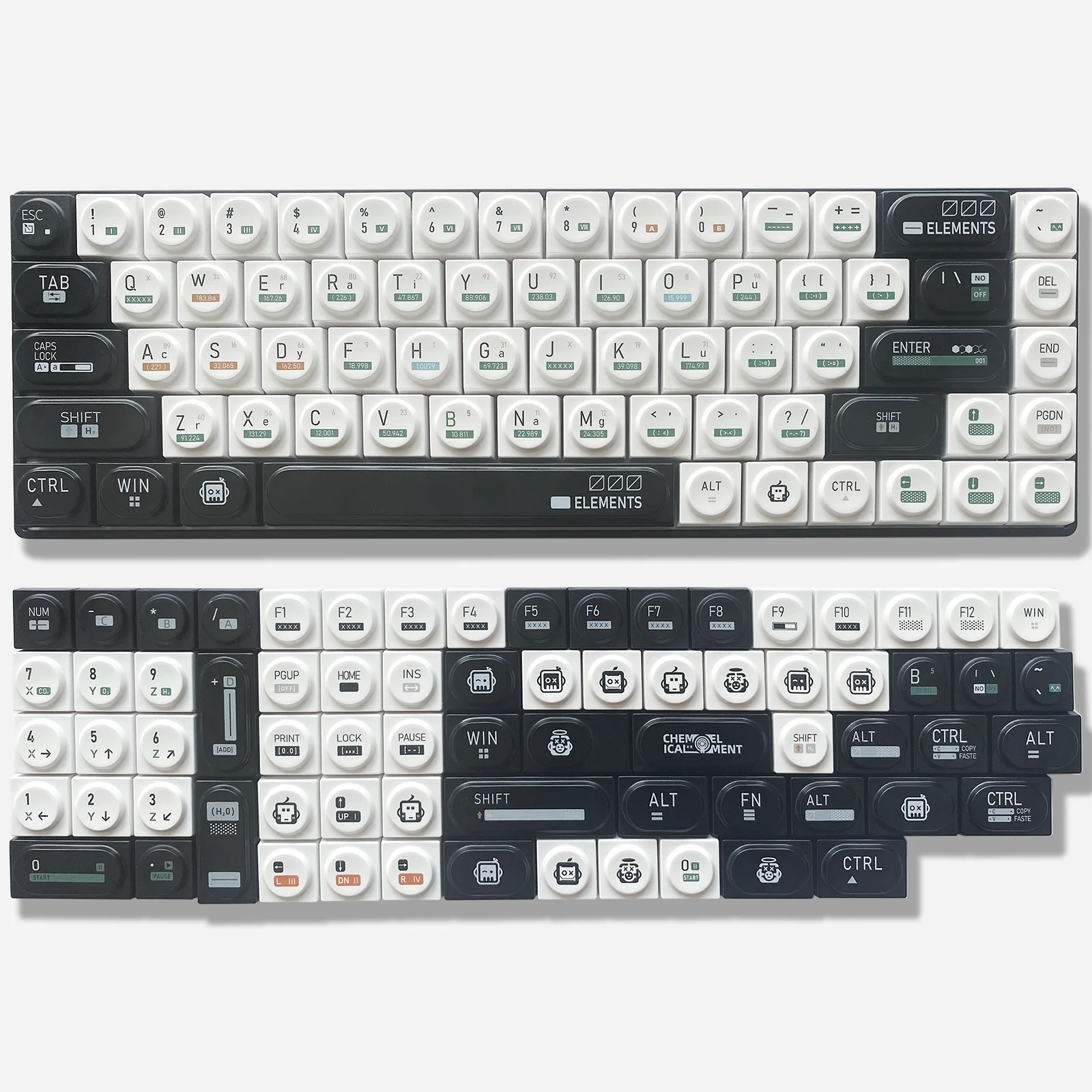 レトロメカニカルキーボード,ビルディングブロックおもちゃのキーキャップ,化学元素,カスタムpbt,磁気,ヴィンテージ,ウーティングゲーム