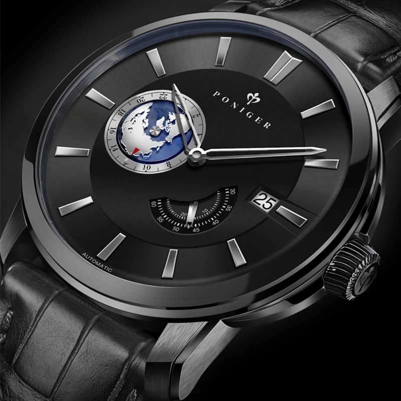 

PONIGER Japan Movement Date Sport Water-resistant Hand 43mm Wristwatch Luxury Men Watch Automatic