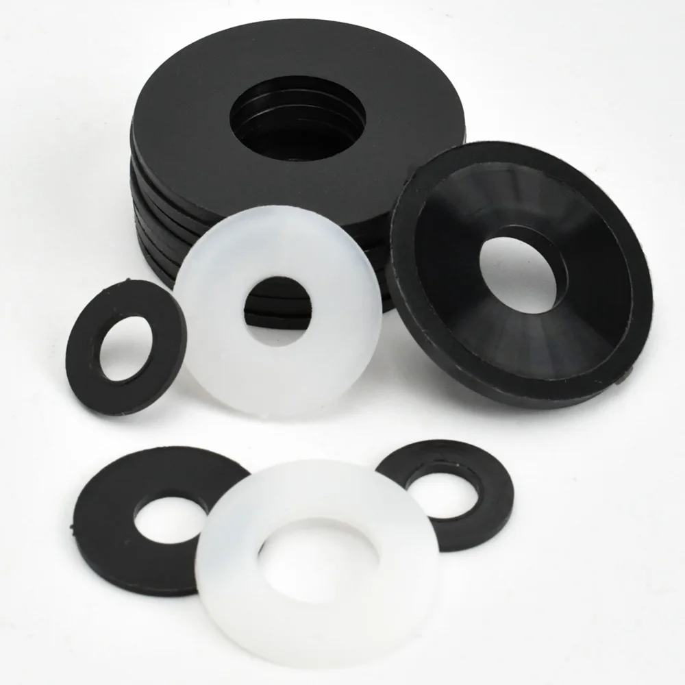 Rondella piatta in nylon di plastica bianca nera M2 M2.5 M3 M4 M5 M6 M8 M10 M12 M14 M16 M18 M20 M22 M24 Anello di guarnizione isolante distanziatore aereo