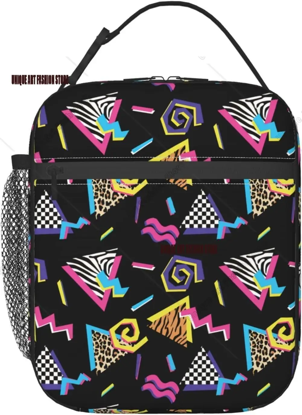 

80s 90s Memphis Lunch Bag Tote Bag Insulated Lunch Box For Office Travel Picnic Beach