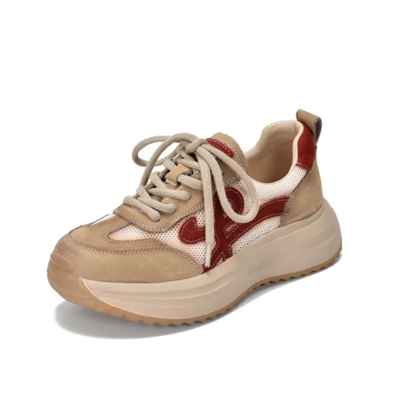 

Fujin 5cm Cow Genuine Leather Sandals Ladies Fashion Shoes Platform Wedge Summer Hollow Ethnic Women Mary Jane Flats Air Mesh