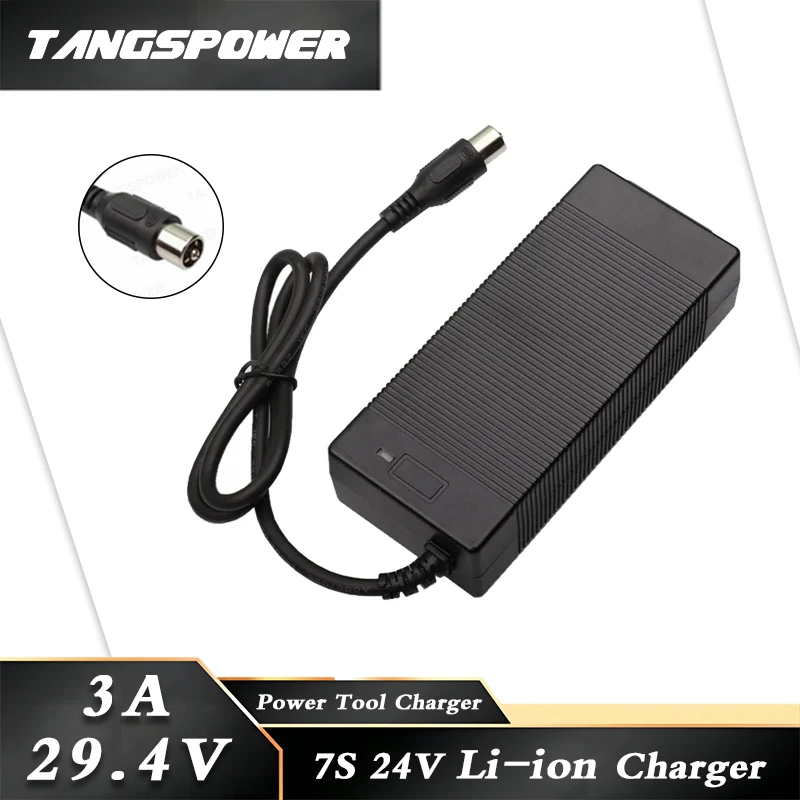 

29.4V 3A lithium Battery Charger For 24V 7Series Li-ion Battery Pack Fast Charging RCA Connectors Power Tool Charger