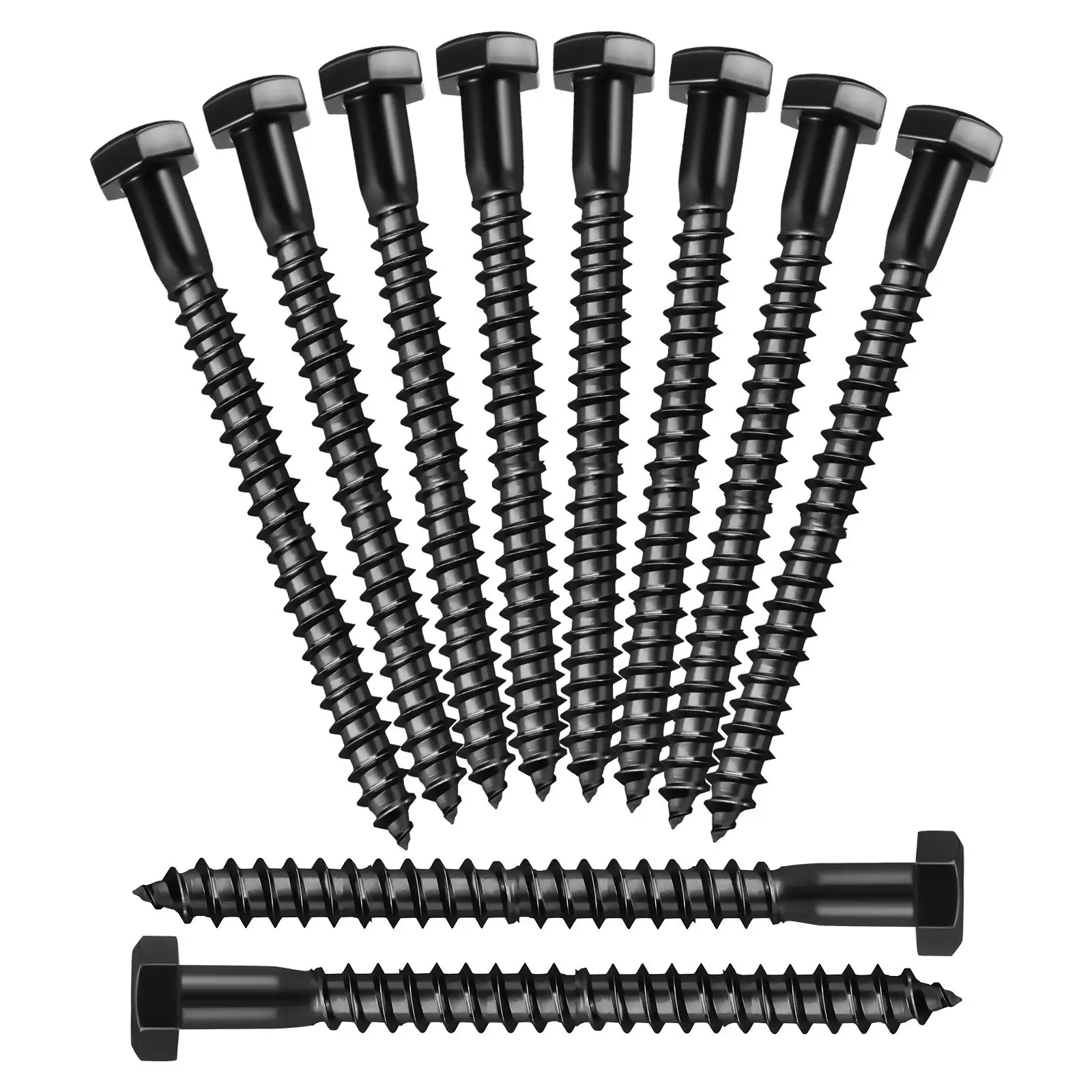 10Pcs M8 Lag Bolts for Wood Hex Head Carbon Steel Exterior Screws High Torque Fasteners for Construction Projects