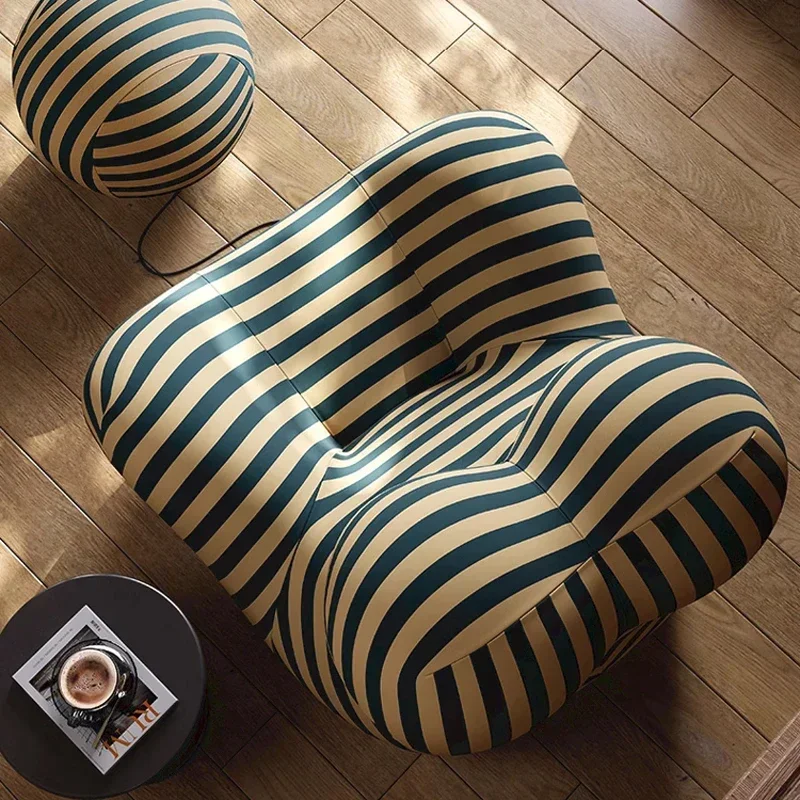 Modern Striped Bean - Bag Sofa with Ottoman, Cozy & Stylish Living Room Furniture,Designer Styles,Mom's Embrace Sofa image 5