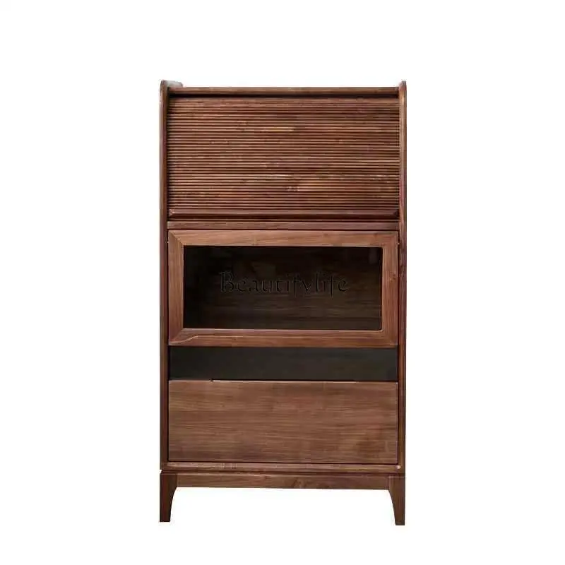 

*North American black walnut TV side cabinet living room simple storage locker